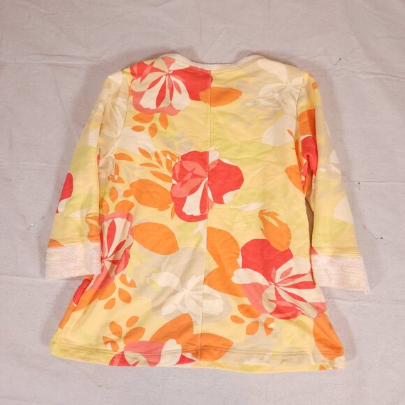 Fresh Produce Floral Terry Lined Soft Sweater Womens Medium Beach Summer USA - Picture 2 of 11